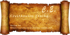 Czvitkovics Etelka névjegykártya